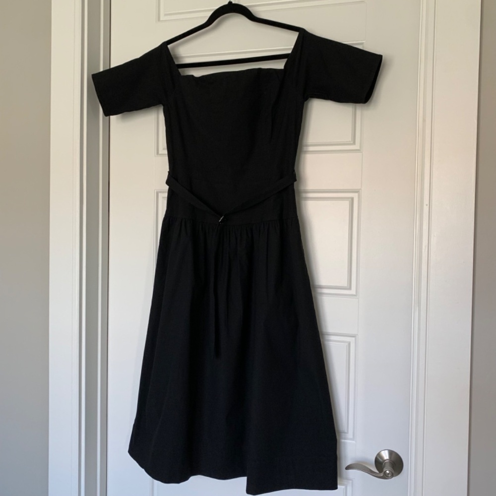SEA New York Little Black Cocktail Dress off the Shoulder Linen/Cotton Sz 10 - Picture 9 of 16